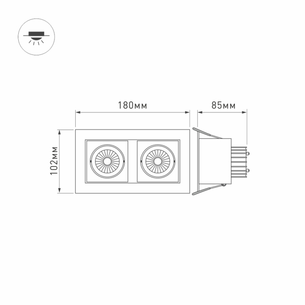 Светильник CL-KARDAN-S180x102-2x9W Warm (WH, 38 deg) (ARL, IP20 Металл, 3 года)