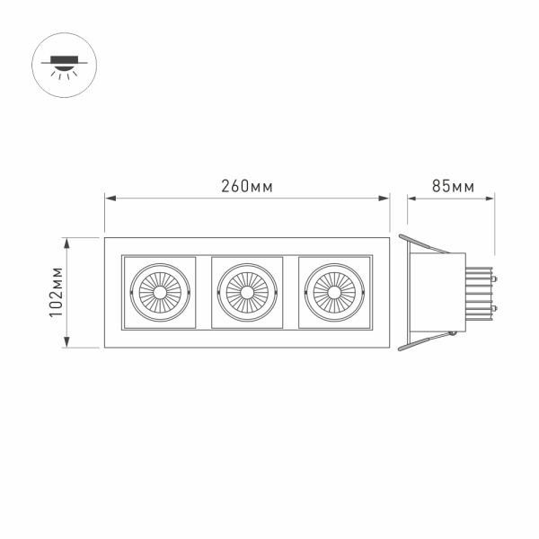 Светильник CL-KARDAN-S260x102-3x9W White (WH-BK, 38 deg) (ARL, IP20 Металл, 3 года)