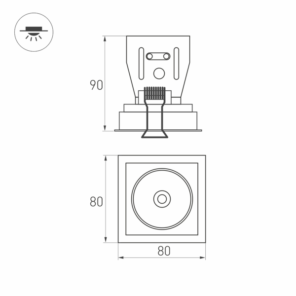 Светильник CL-SIMPLE-S80x80-9W Day4000 (BK, 45 deg) (ARL, IP20 Металл, 3 года)