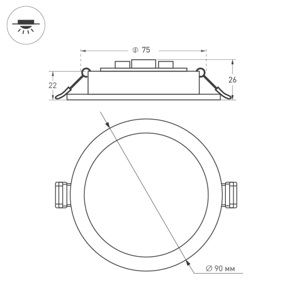 Светильник DL-BL90-5W White (ARL, IP40 Металл, 3 года)