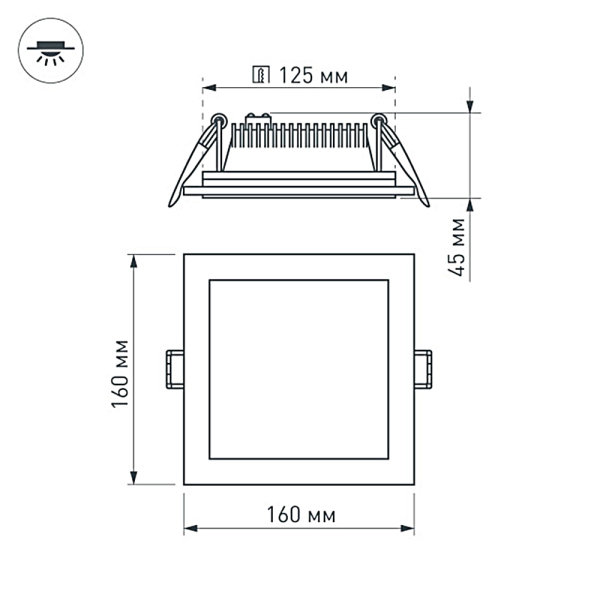 Светодиодная панель LT-S160x160WH 12W Day White 120deg (ARL, IP40 Металл, 3 года)