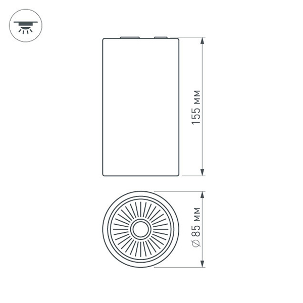 Светильник SP-POLO-SURFACE-R85-15W White5000 (WH-GD, 40 deg) (ARL, IP20 Металл, 3 года)