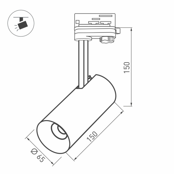 Корпус SP-POLO-TRACK-4TR-LEG-R65 (WH, 1-3, 200mA) (ARL, IP20 Металл, 5 лет)