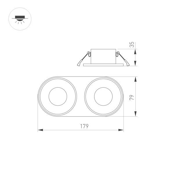 Корпус PLURIO-BASE-BUILT-RS185x85 (WH, 1-2, 200mA) (ARL, IP20 Металл, 3 года)