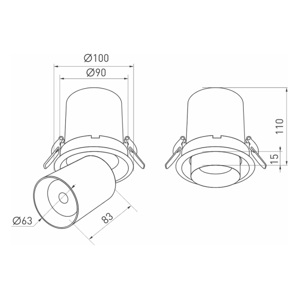 Светильник LTD-PULL-R100-10W Day4000 (WH, 24 deg, 230V) (ARL, IP20 Металл, 5 лет)
