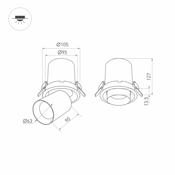 Светильник LTD-PULL-R100-10W Warm3000 (WH, 24 deg, 230V) (ARL, IP20 Металл, 5 лет)