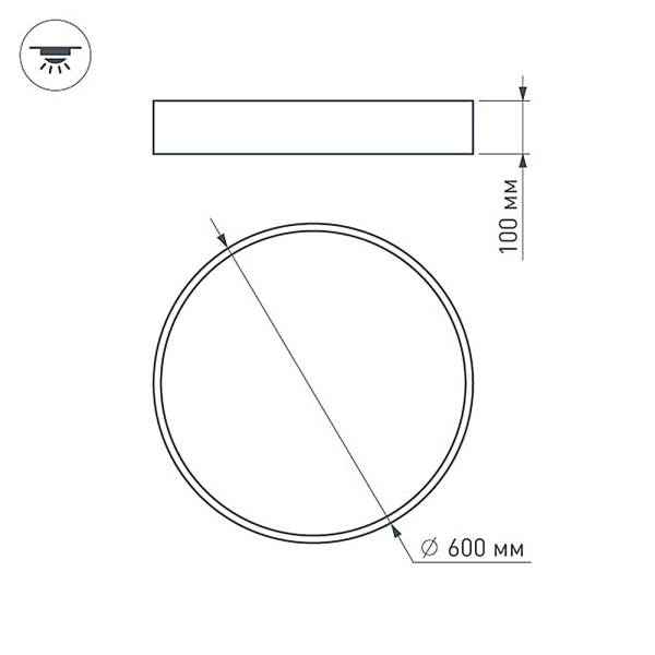 Светильник SP-TOR-PILL-R600-50W Day4000 (BK, 120 deg) (ARL, IP20 Металл, 3 года)