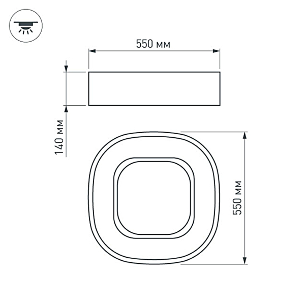 Светильник SP-TOR-QUADRAT-S550x550-53W Day4000 (WH, 120 deg) (ARL, IP20 Металл, 3 года)