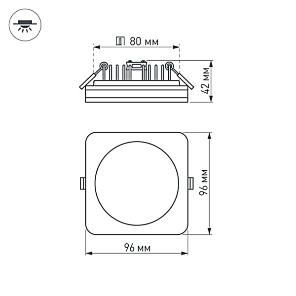 Светодиодная панель LTD-96x96SOL-10W Warm White 3000K (ARL, IP44 Пластик, 3 года)