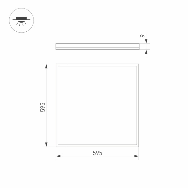 Светильник DL-INTENSO-S600x600-40W Warm3000 (WH, 120 deg, 230V) (ARL, IP20 Металл, 3 года)