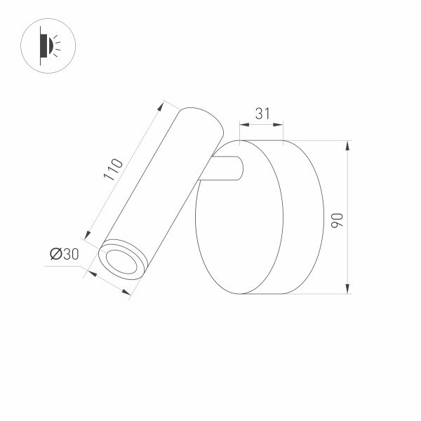 Светильник SP-BED-NB-R90-3W Warm3000 (BK, 20 deg, 230V) (ARL, IP20 Металл, 3 года)
