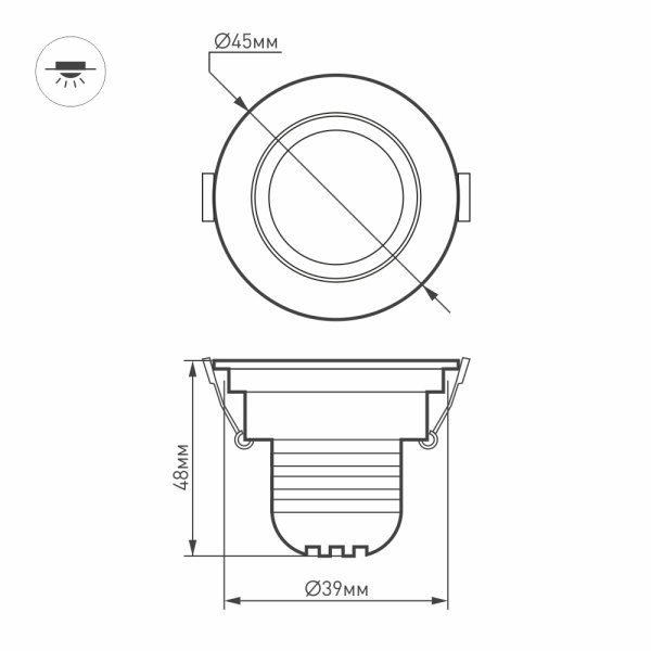 Светодиодный светильник LTM-R45WH 3W Day White 30deg (ARL, IP40 Металл, 3 года)