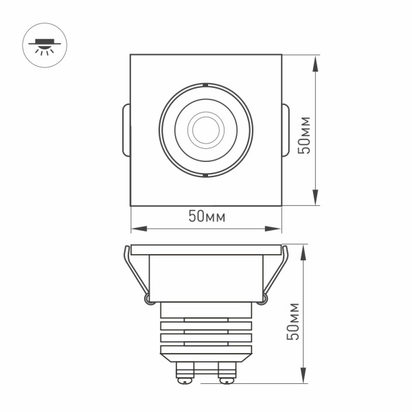 Светодиодный светильник LTM-S50x50WH 5W White 25deg (ARL, IP40 Металл, 3 года)