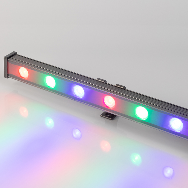 Светодиодный прожектор AR-LINE-1000S-18W-24V RGB (Grey, 30 deg, DMX512) (ARL, Закрытый)