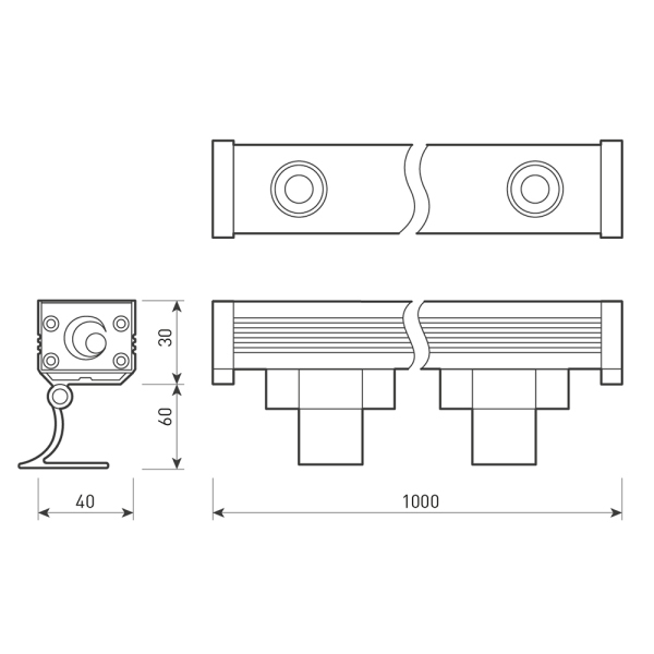 Светодиодный прожектор AR-LINE-1000M-24W-24V RGB (Grey, 30 deg, DMX512) (ARL, Закрытый)