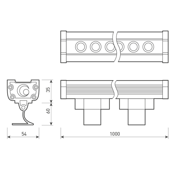 Светодиодный прожектор AR-LINE-1000L-36W-24V RGB (Grey, 30 deg, DMX512) (ARL, Закрытый)