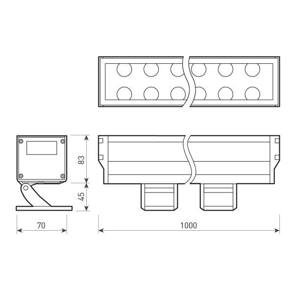 Светодиодный прожектор AR-LINE-1000XL-54W-24V RGB (Grey, 30 deg, DMX512) (ARL, Закрытый)