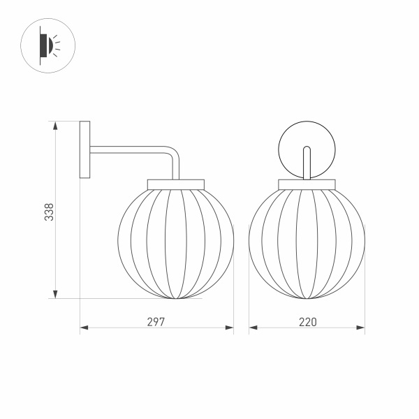 Светильник LGD-PEARL-WALL-7W Warm3000 (GR, 164 deg, 230V) (ARL, IP65 Металл, 3 года)