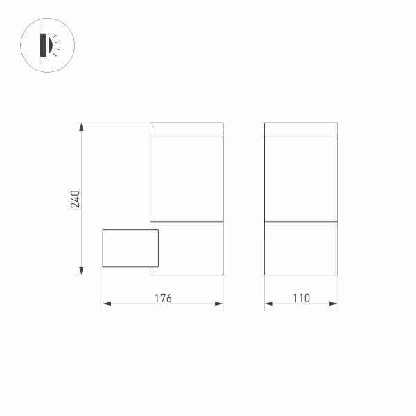 Светильник LGD-STEM-WALL-10W Warm3000 (GR, 185 deg, 230V) (ARL, IP65 Металл, 3 года)