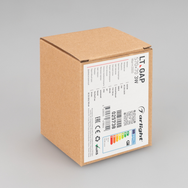 Светильник LT-GAP-S70x70-3W Warm3000 (WH, 30 deg) (ARL, IP65 Металл, 3 года)