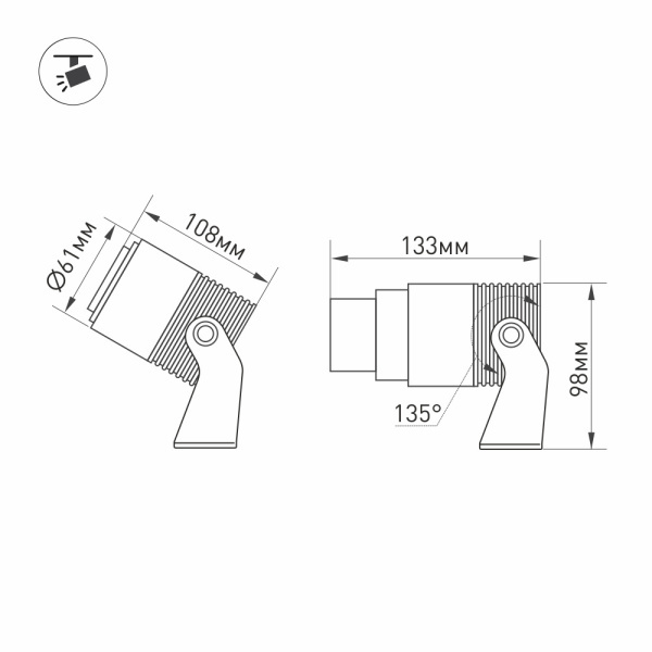 Светильник ALT-RAY-ZOOM-R61-12W Warm3000 (DG, 10-60 deg, 230V) (ARL, IP67 Металл, 3 года)