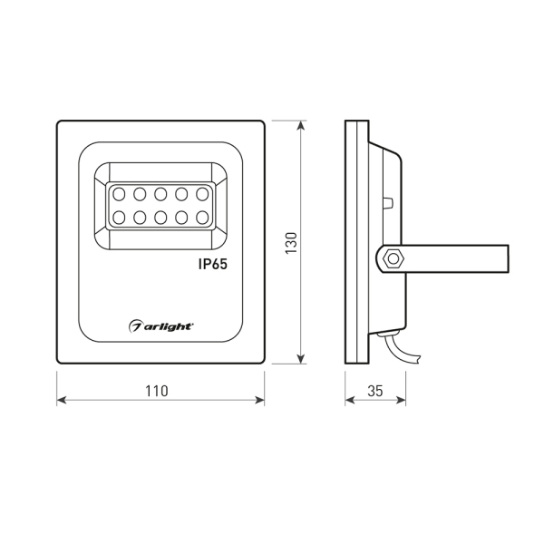 Светодиодный прожектор AR-FLAT-ARCHITECT-10W-220V Day (Grey, 50x70 deg) (ARL, Закрытый)