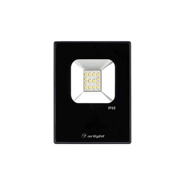 Светодиодный прожектор AR-FLAT-ICE-10W-220V White (Black, 120 deg) (ARL, Закрытый)