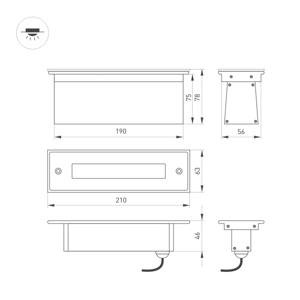 Светильник LTD-LINE-TILT-S210-8W Warm3000 (SL, 120 deg, 230V) (ARL, IP67 Металл, 3 года)