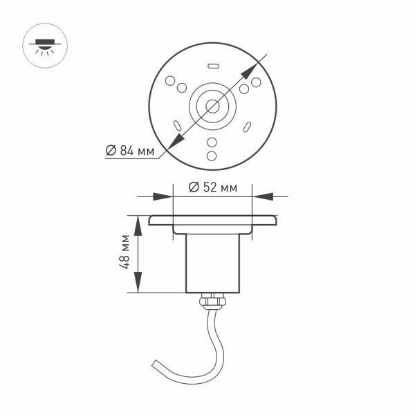 Светильник KT-AQUA-R85-7W White6000 (SL, 25 deg, 12V) (ARL, IP68 Металл, 3 года)