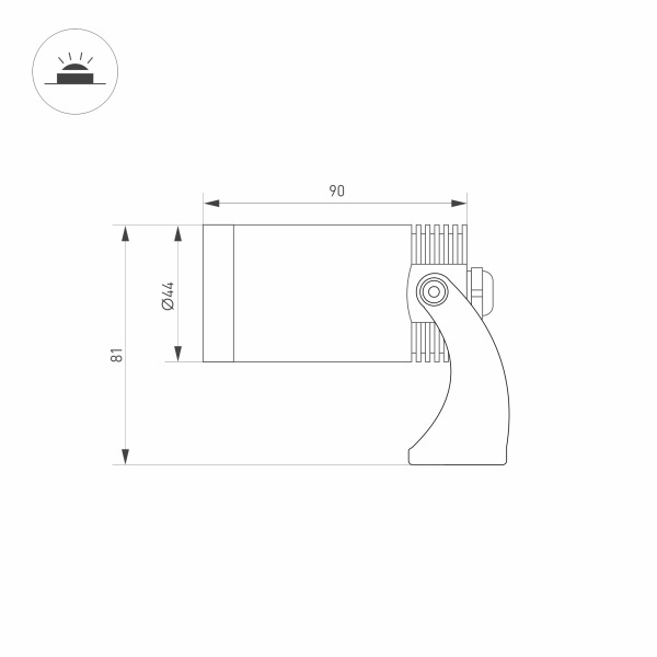 Светильник KT-WATER-R44-8W RGBW (SL, 24 deg, 12V) (ARL, IP68 Металл, 3 года)