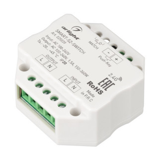 Контроллер-выключатель SMART-S2-SWITCH (230V, 1.5A, 2.4G) (ARL, IP20 Пластик, 5 лет)