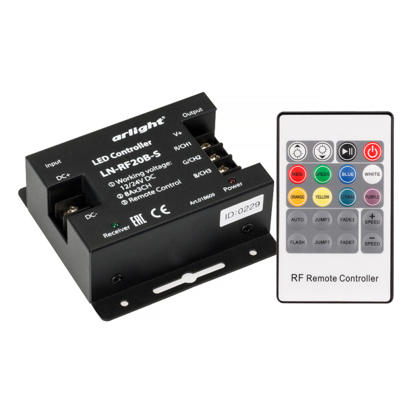 Контроллер LN-RF20B-S (12-24V, 288-576W, ПДУ 20кн) (ARL, IP20 Металл, 1 год)