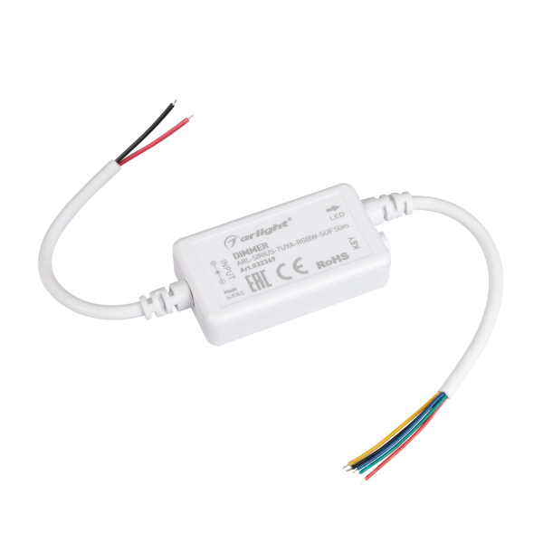 Диммер ARL-SIRIUS-TUYA-RGBW-SUF Slim (12-24V, 4x1.5A, 2.4G) (ARL, IP20 Пластик, 3 года)