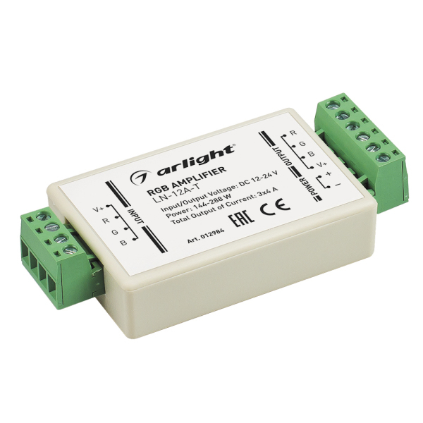 RGB-усилитель LN-12A-T (12/24V, 144/288W) (ARL, IP20 Пластик, 1 год)