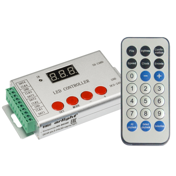 Контроллер HX-802SE-2 (6144 pix, 5-24V, SD-карта, ПДУ) (ARL, -)