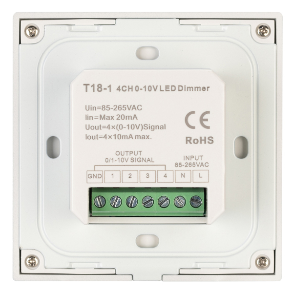 Панель SMART-P34-DIM-IN White (230V, 0-10V, Sens, 2.4G) (ARL, IP20 Пластик, 5 лет)