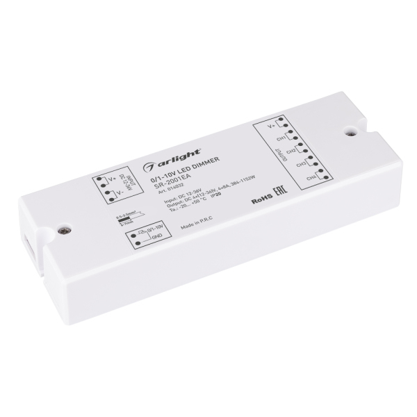 Диммер SR-2001EA (12-24V, 384-768W, 1-10V, 4CH) (ARL, IP20 Пластик, 3 года)