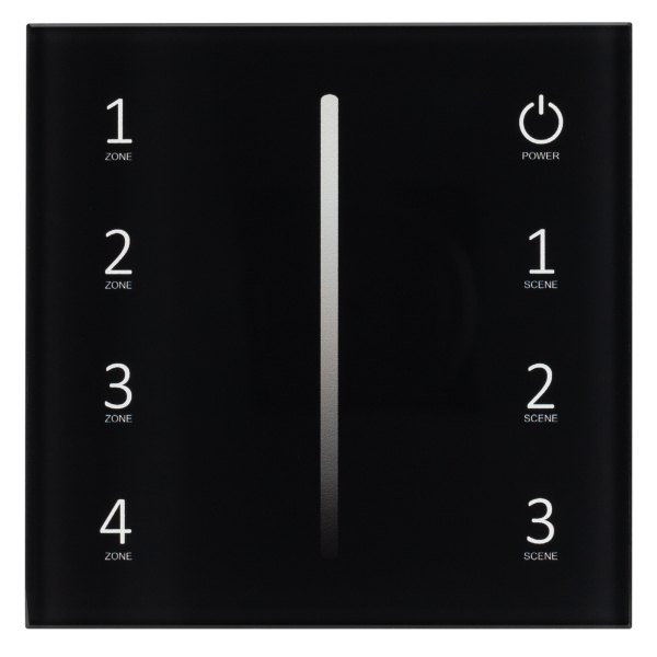 Панель Sens SMART-P17-DIM Black (230V, 4 зоны, 2.4G) (ARL, IP20 Пластик, 5 лет)