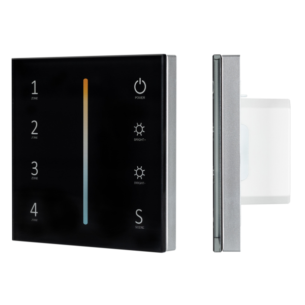 Панель Sens SMART-P43-MIX Black (230V, 4 зоны, 2.4G) (ARL, IP20 Пластик, 5 лет)