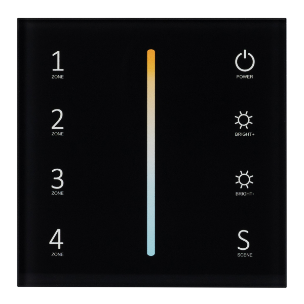 Панель Sens SMART-P43-MIX Black (230V, 4 зоны, 2.4G) (ARL, IP20 Пластик, 5 лет)