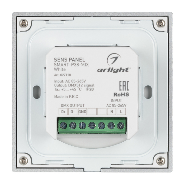 Панель Sens SMART-P38-MIX White (230V, 4 зоны, 2.4G) (ARL, IP20 Пластик, 5 лет)