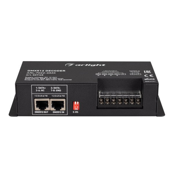 Декодер ARL-7022-DMX (12-24V, 4x8A, DMX512, XLR3) (ARL, IP20 Металл, 2 года)