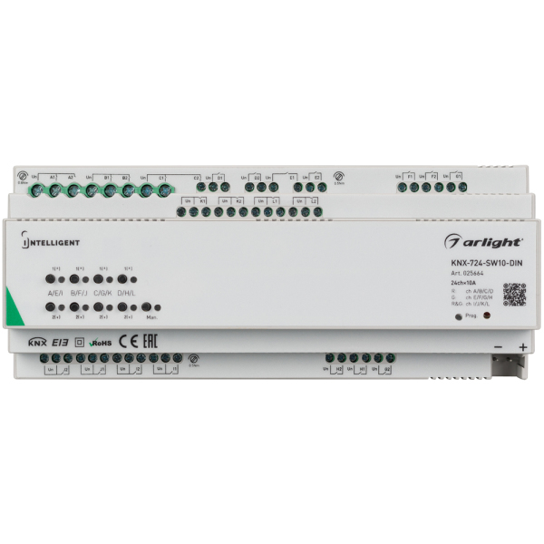 INTELLIGENT ARLIGHT Релейный модуль KNX-724-SW10-DIN (BUS, 24х10A) (ARL, -)