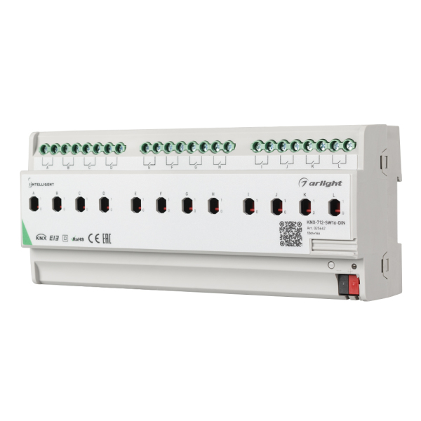 INTELLIGENT ARLIGHT Релейный модуль KNX-712-SW16-DIN (BUS, 12x16A) (ARL, -)