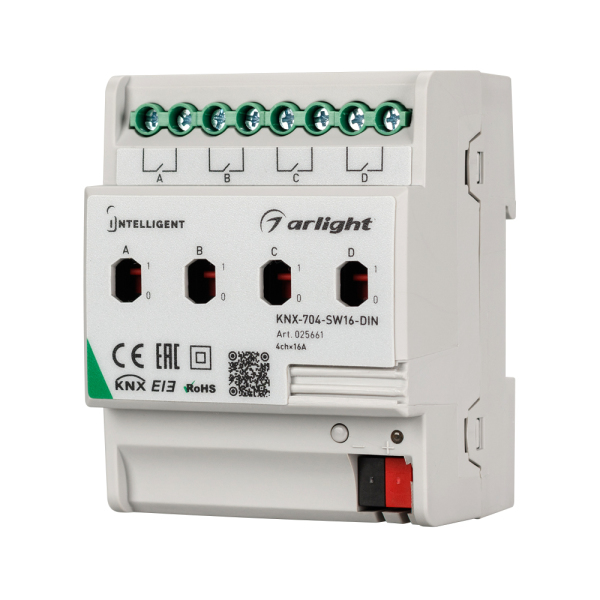 INTELLIGENT ARLIGHT Релейный модуль KNX-704-SW16-DIN (BUS, 4x16A) (ARL, -)