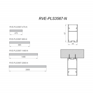 Светильник RVE-PLS3567-475-P 475x35x67мм 12Вт 1092Лм 3000K универсальный