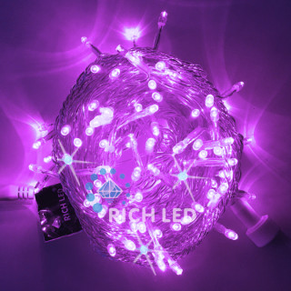 Светодиодная гирлянда Rich LED Нить 10 м, 220В, мерцающая, на прозрачном проводе, соединяемая, фиолетовая, RL-S10CF-220V-T/V