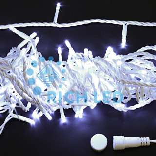 Светодиодная гирлянда Rich LED Нить 10 м, 220В, мерцающая, на белом проводе, соединяемая, белая, RL-S10CF-220V-W/W