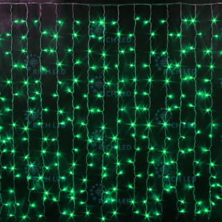 Световой занавес Rich LED облегченный, прозрачный провод, 2х1.5 м, зеленый, RL-CS2*1.5-T/G