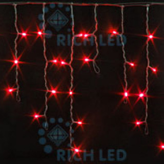 Светодиодная бахрома Rich LED 3х0.5 м, прозрачный провод, красная, RL-i3*0.5-T/R